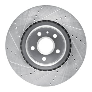 Buick Regal Brake Rotor (1) - Front Right - R1 Concepts - Drilled & Slotted - Silver - `09-`17